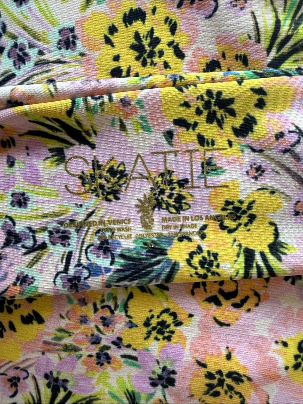 Skatie Pink Floral Triangle Bikini Set with Yellow Flowers - Picture 3 of 4